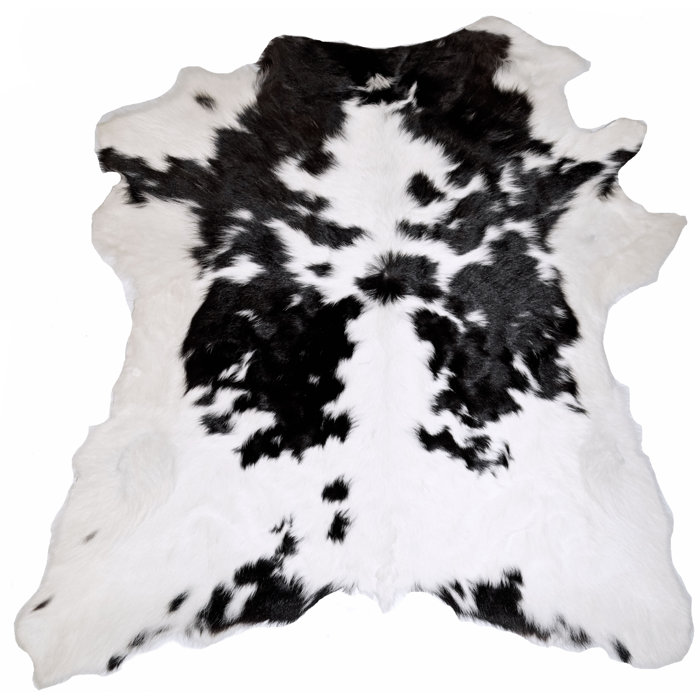 Union Rustic Alleman Cowhides Black and White Calf Skin Area Rug